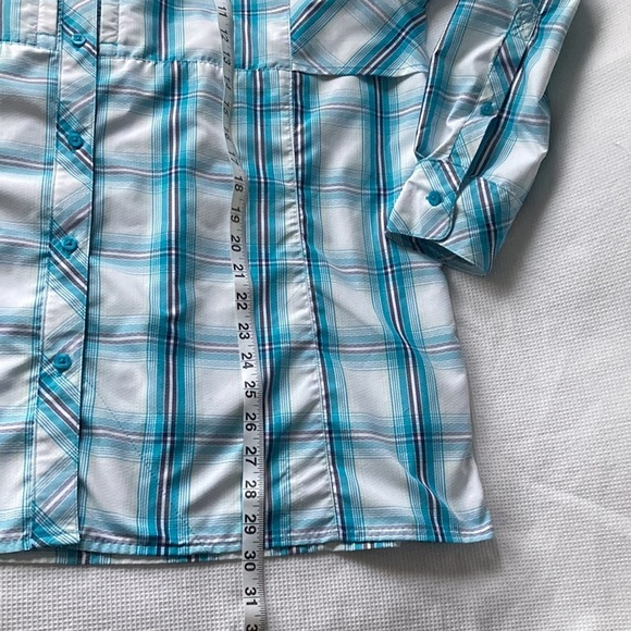 Worldwide Sportsman White Blue Plaid  Button Down Shirt, Size XXL SPF 30 - Picture 11 of 13